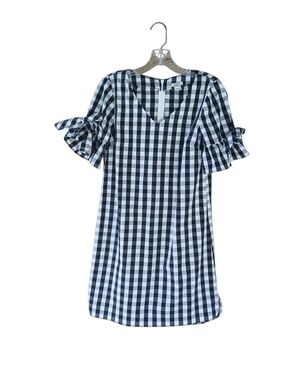J. Crew Factory Black & White Checkered Ruffled Sleeve Midi Dress Size XS